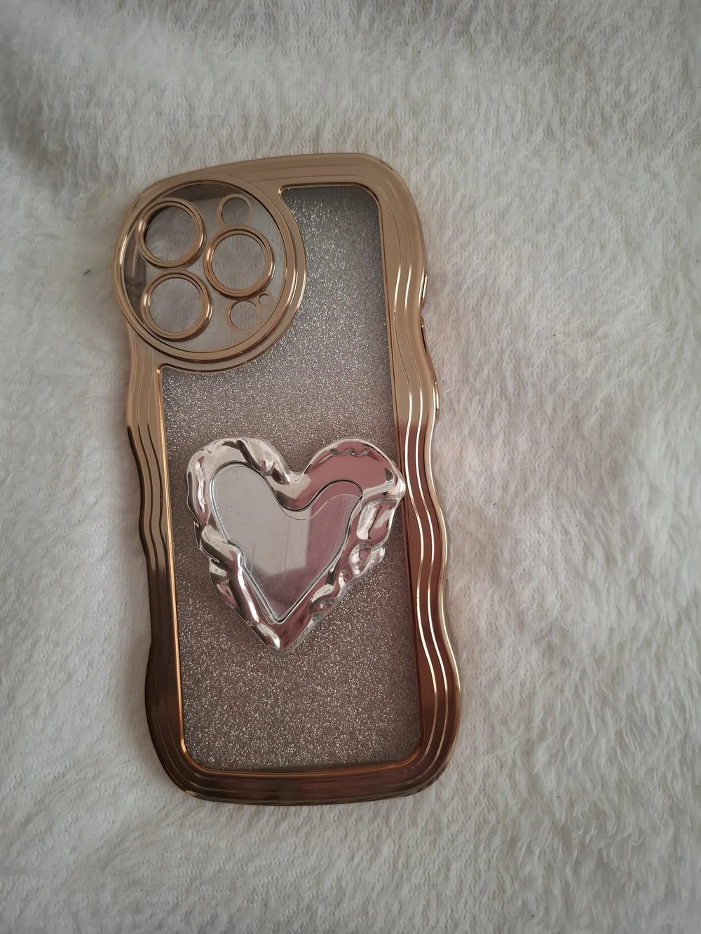 Stylish Rose Gold Heart Phone Case - Women Accessories